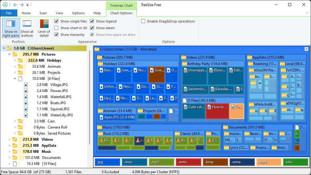 TreeSize Free treemap visualization